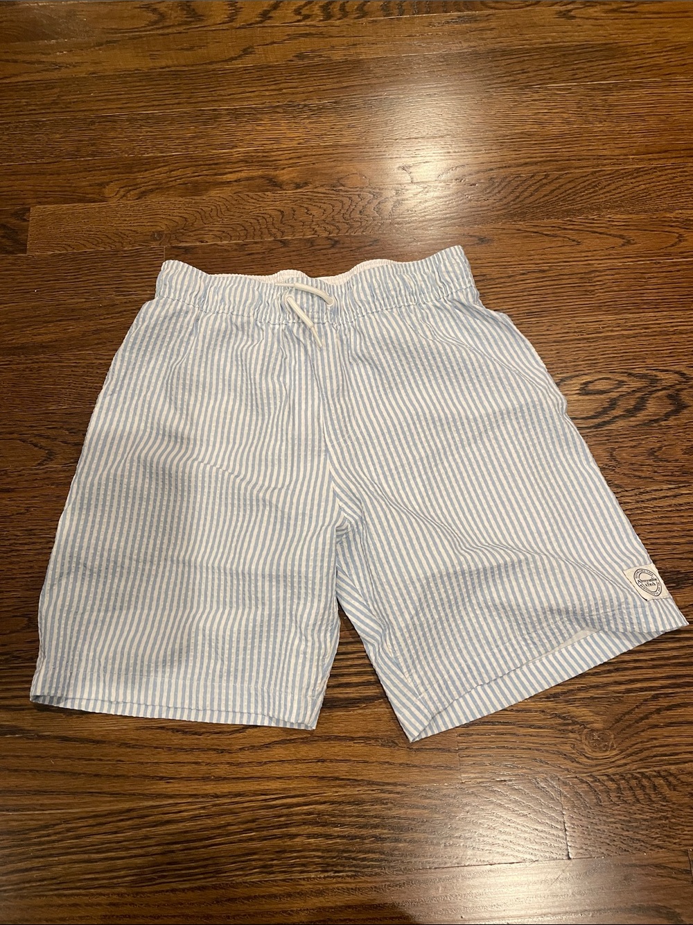 Kid’s Light blue Seersucker Stripe Swim trunks Abercrombie